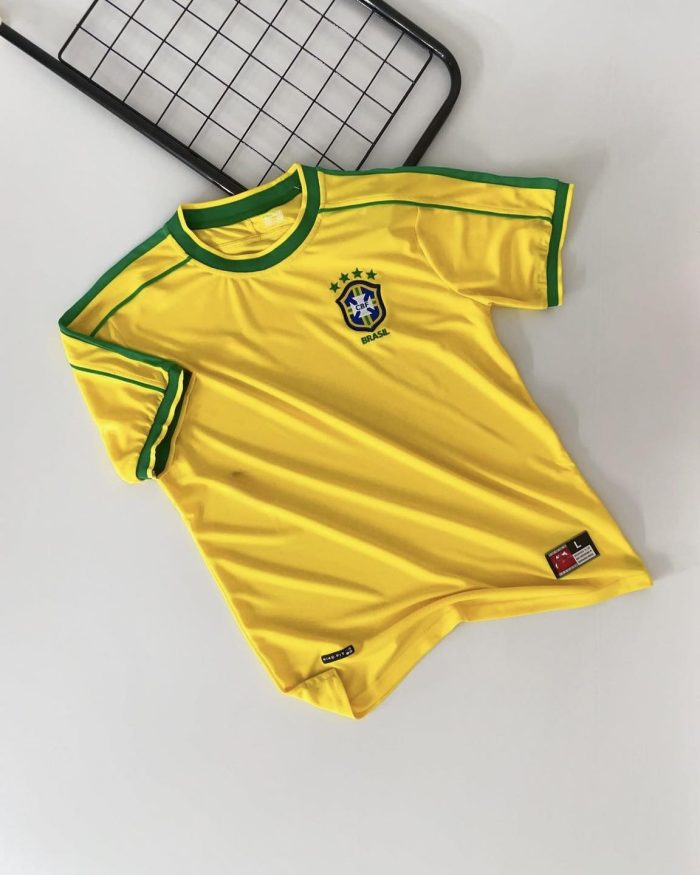 Brazil 1998 Home Retro Kit Yellow World Cup Jersey