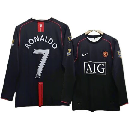 Manchester United 2007/08 Away Jersey Black Retro Kit