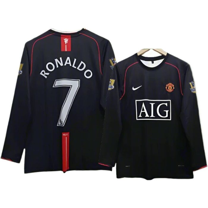 Manchester United 2007/08 Away Jersey Black Retro Kit