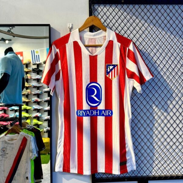 Atletico Madrid 2025/26 Home Jersey Player Edition Red White Stripes