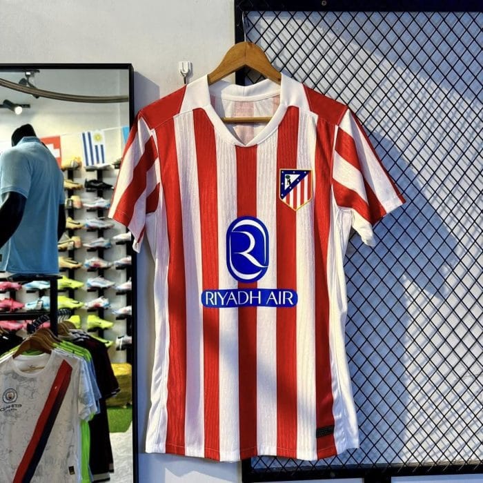 Atletico Madrid 2025/26 Home Jersey Player Edition Red White Stripes