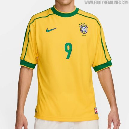 Brazil 1998 Home Retro Kit Yellow World Cup Jersey