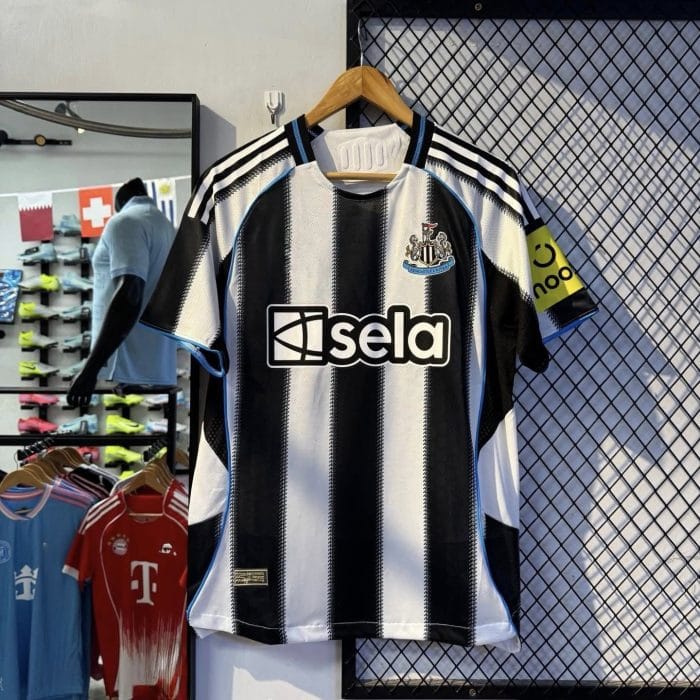 Newcastle United 2025/26 Home Jersey Player Edition Black White Stripes